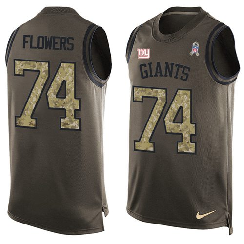 Nike Giants #74 Ereck Flowers Green Men's Stitched NFL Limited Salute To Service Tank Top Jersey